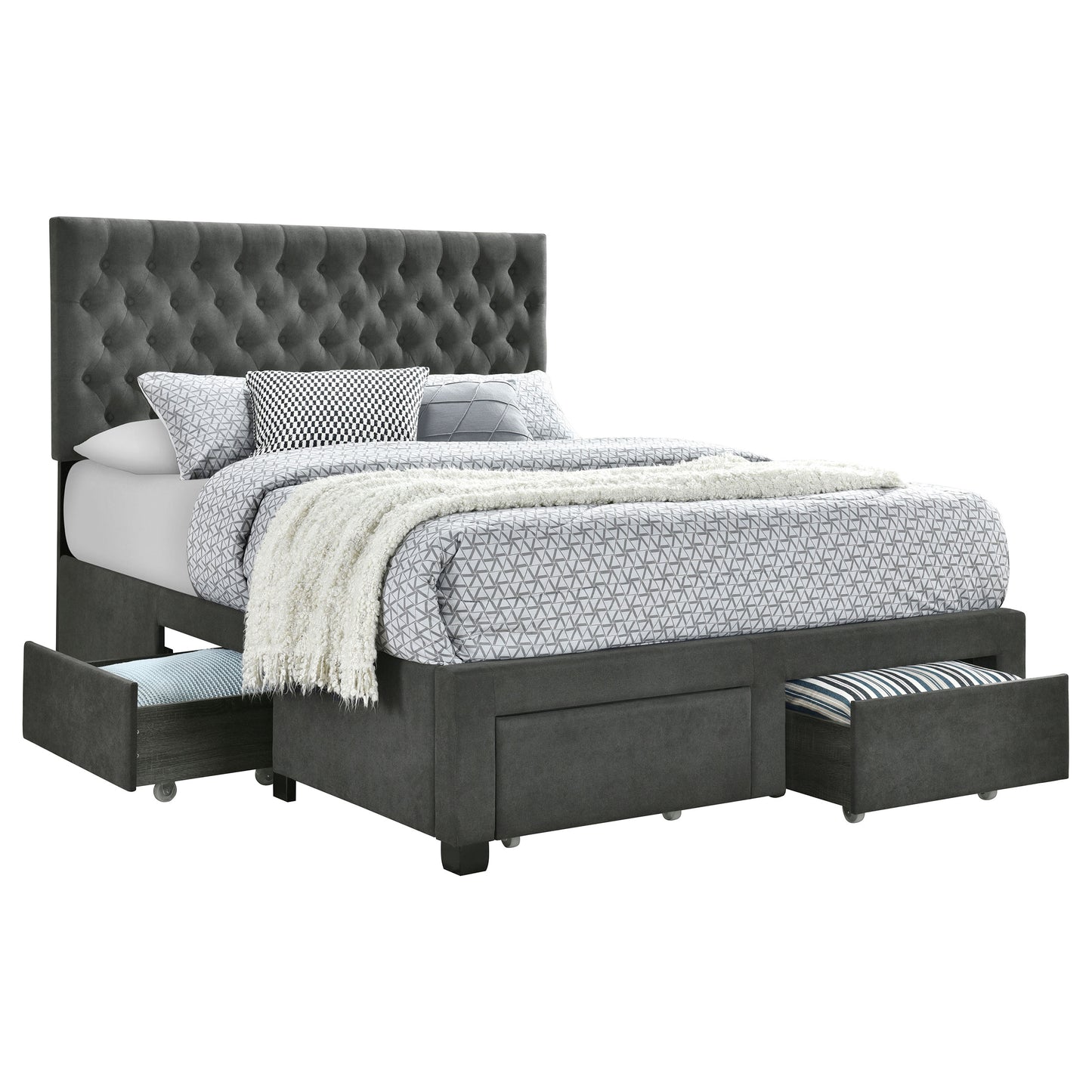 stephan upholstered full storage panel bed greygrey