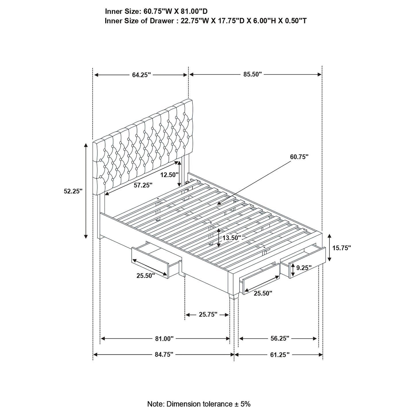 queen storage bed