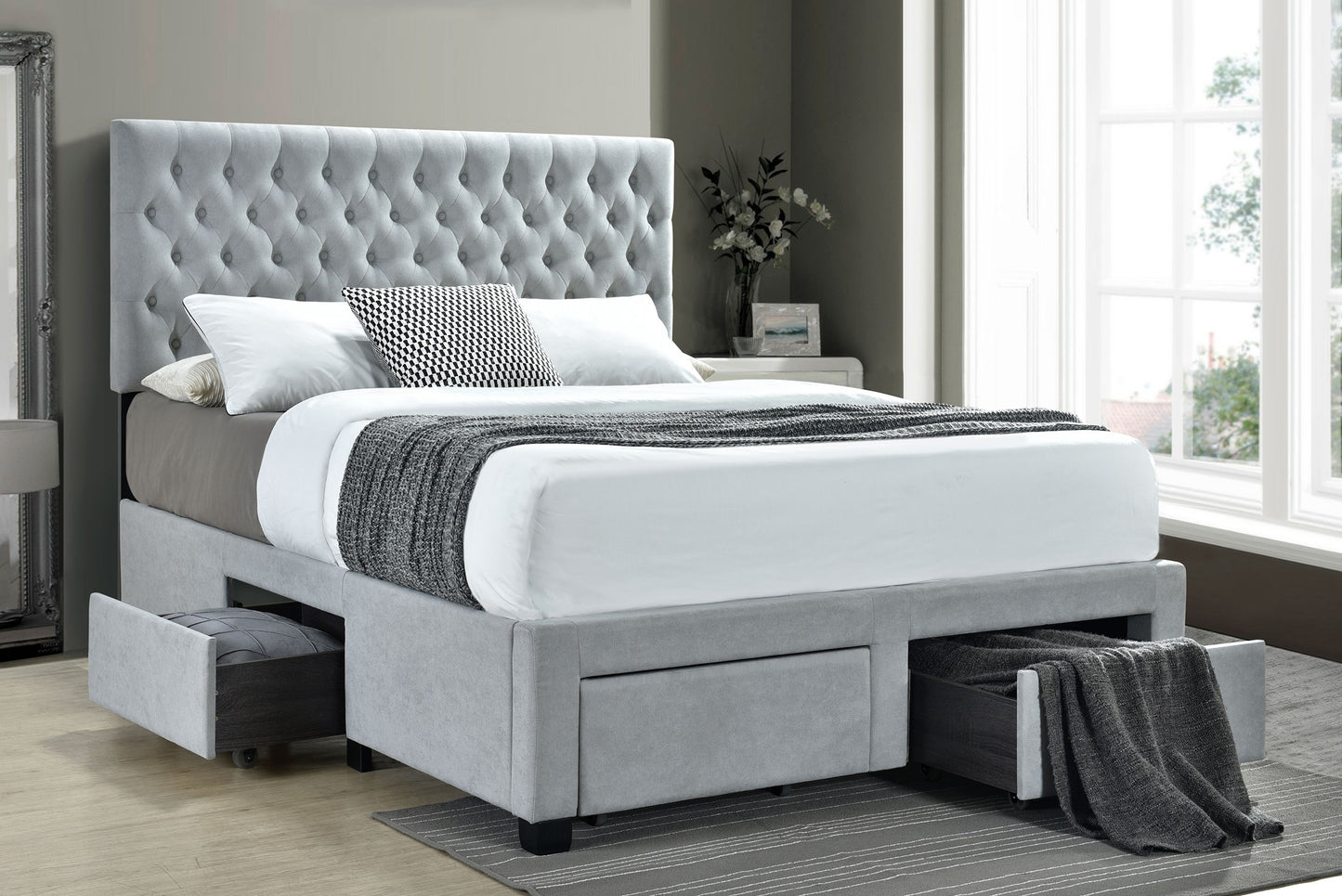 stephan upholstered queen storage panel bed light greylight grey