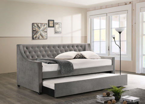 Flores Upholstered Twin Daybed with Trundle GreyGrey