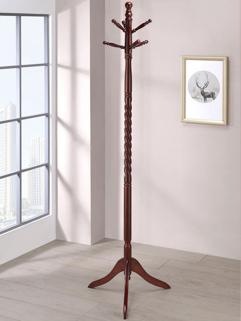 Cora 6 Hook Freestanding Wood Coat Rack Hat Hanger MerlotMerlot