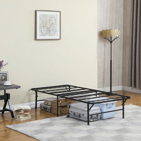 Rudy Metal Twin Extra Long Support Platform Bed BlackBlack
