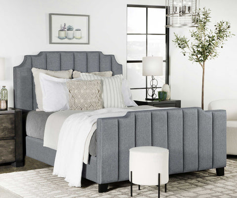 Kate Upholstered Queen Panel Bed Light GreyLight Grey