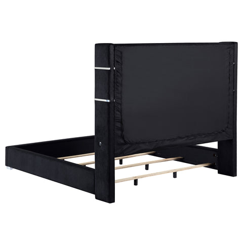 Ortega 67-inch Upholstered Eastern King Fireplace Bed BlackBlack