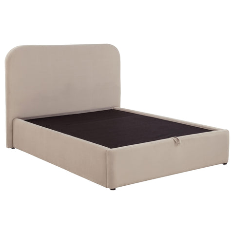 Pavone Upholstered Full Storage Lift Platform Bed Beige