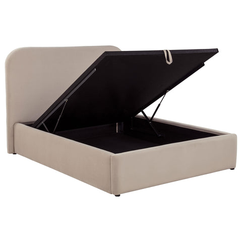 Pavone Upholstered Full Storage Lift Platform Bed Beige