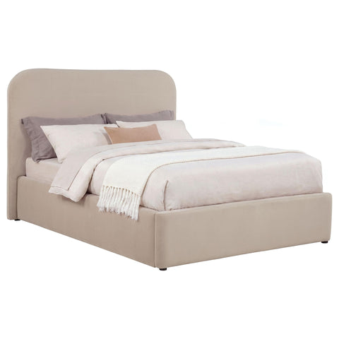 Pavone Upholstered Full Storage Lift Platform Bed Beige