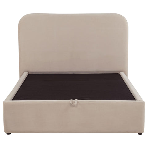 Pavone Upholstered Full Storage Lift Platform Bed Beige