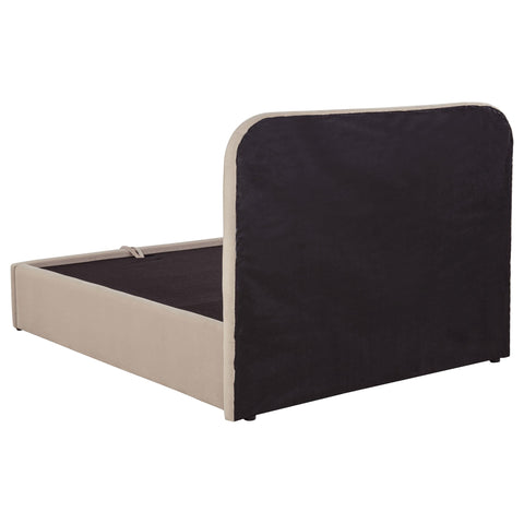 Pavone Upholstered Full Storage Lift Platform Bed Beige