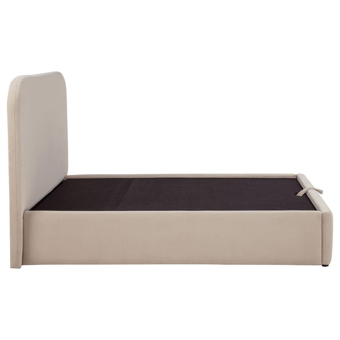 Pavone Upholstered Full Storage Lift Platform Bed Beige