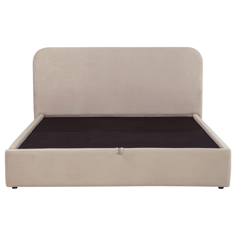 Pavone Upholstered Eastern King Storage Lift Platform Bed Beige