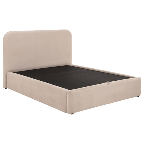 Pavone Upholstered Queen Storage Lift Platform Bed Beige