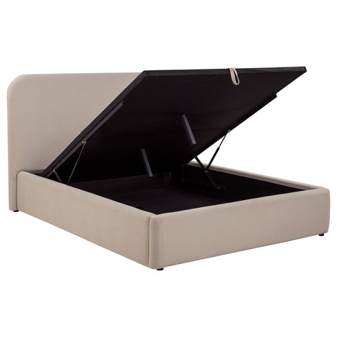 Pavone Upholstered Queen Storage Lift Platform Bed Beige