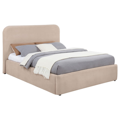 Pavone Upholstered Queen Storage Lift Platform Bed Beige