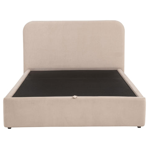 Pavone Upholstered Queen Storage Lift Platform Bed Beige