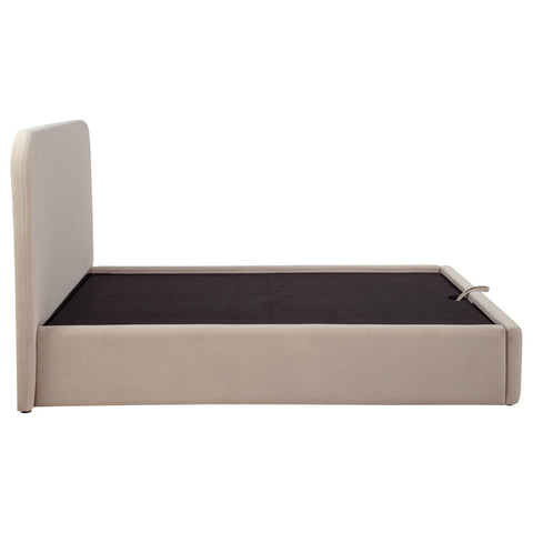 Pavone Upholstered Queen Storage Lift Platform Bed Beige