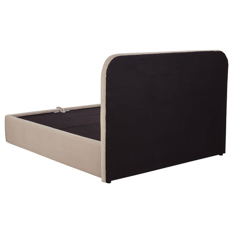 Pavone Upholstered Queen Storage Lift Platform Bed Beige