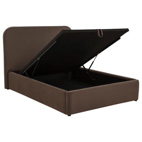 Pavone Upholstered Full Storage Lift Platform Bed Chocolate