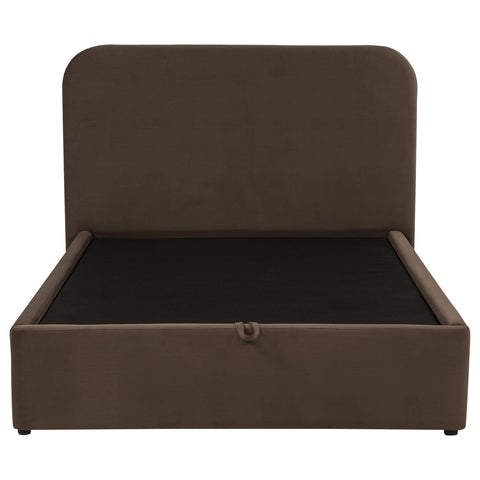 Pavone Upholstered Full Storage Lift Platform Bed Chocolate
