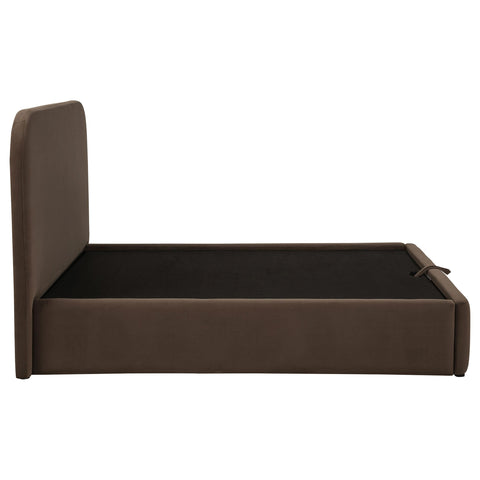 Pavone Upholstered Full Storage Lift Platform Bed Chocolate