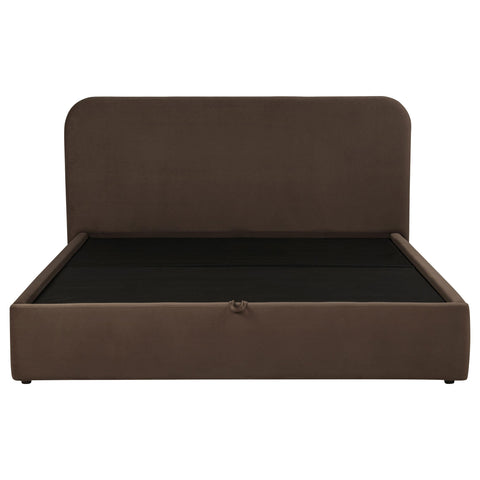 Pavone Upholstered Eastern King Storage Lift Platform Bed Chocolate