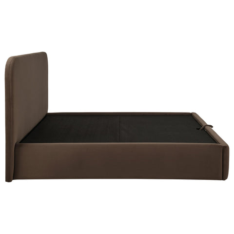 Pavone Upholstered Eastern King Storage Lift Platform Bed Chocolate