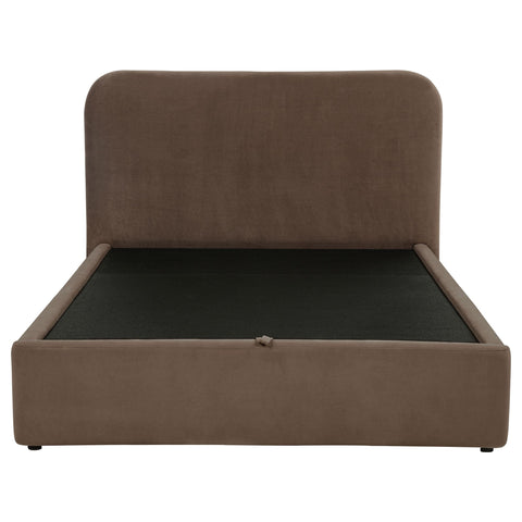 Pavone Upholstered Queen Storage Lift Platform Bed Chocolate