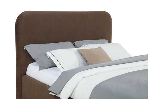 Pavone Upholstered Queen Storage Lift Platform Bed Chocolate