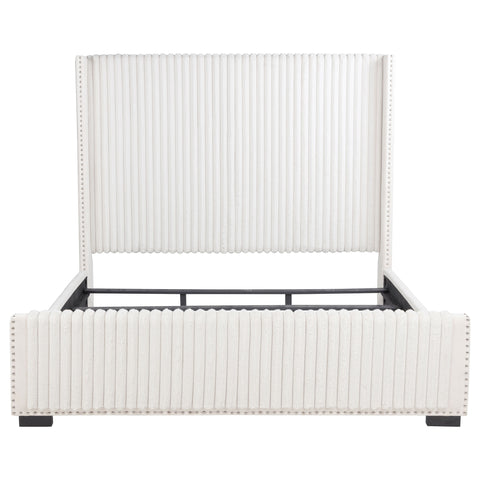 Tevlin 65-inch Upholstered Eastern King Wingback Bed CreamCream