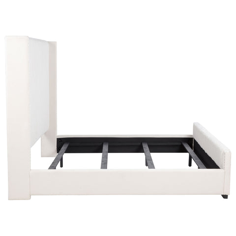 Tevlin 65-inch Upholstered Eastern King Wingback Bed CreamCream