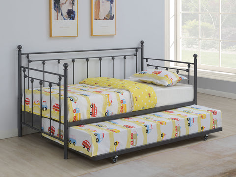 Rodez Metal Twin Daybed with Trundle GunmetalGunmetal