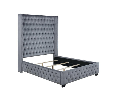 Kailani Upholstered Eastern King Wingback Bed Grey