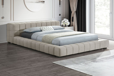 Bradshaw Upholstered Cal King Platform Bed Light TaupeLight Taupe