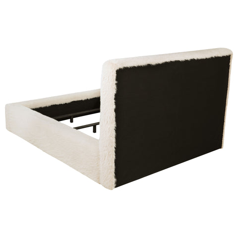 Kayd Faux Fur Upholstered California King Bed Cream