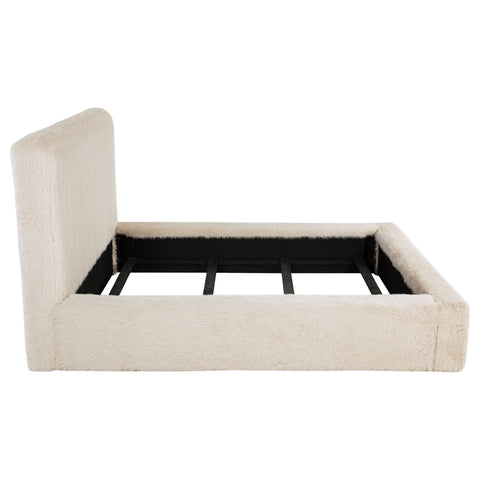 Kayd Faux Fur Upholstered California King Bed Cream