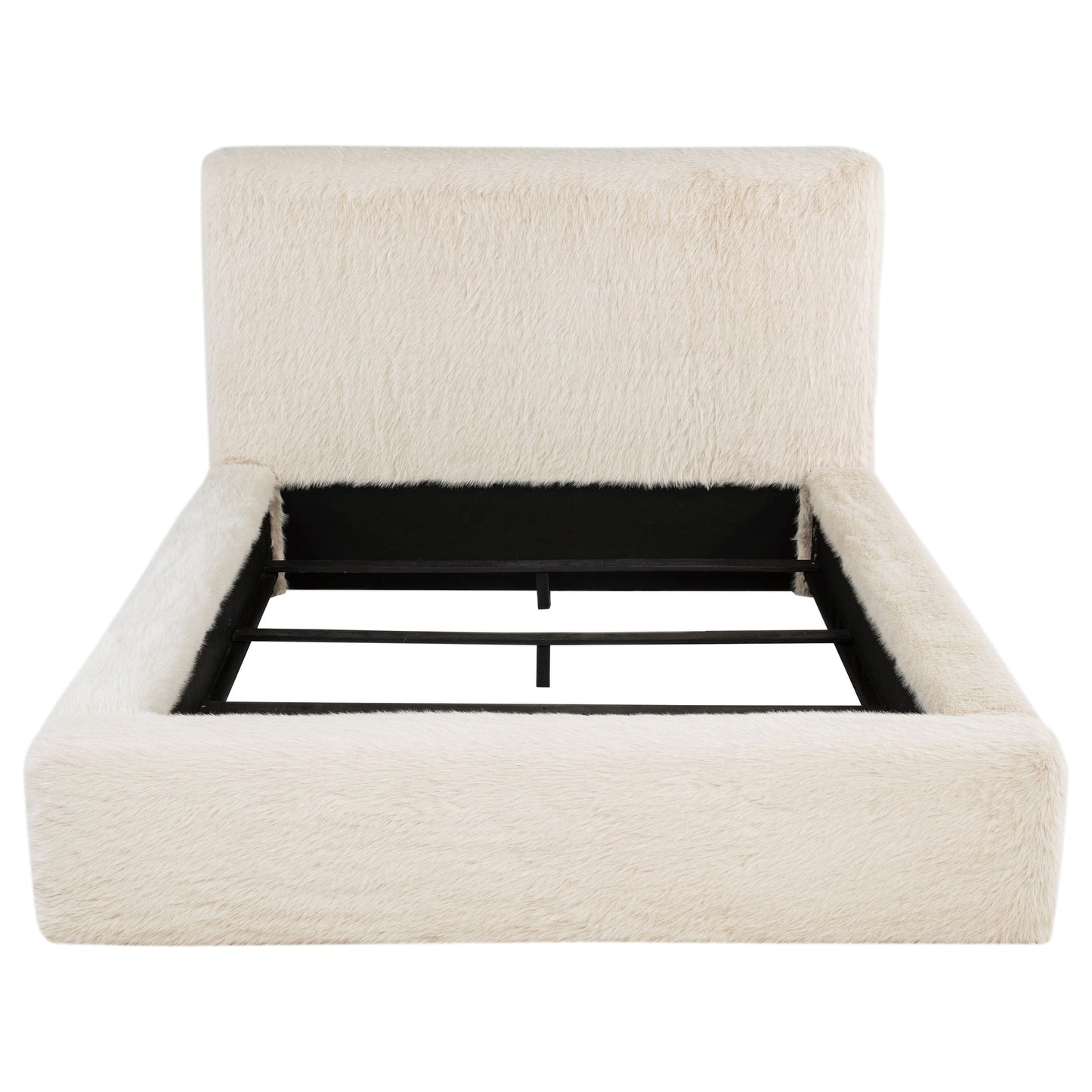kayd faux fur upholstered queen bed cream