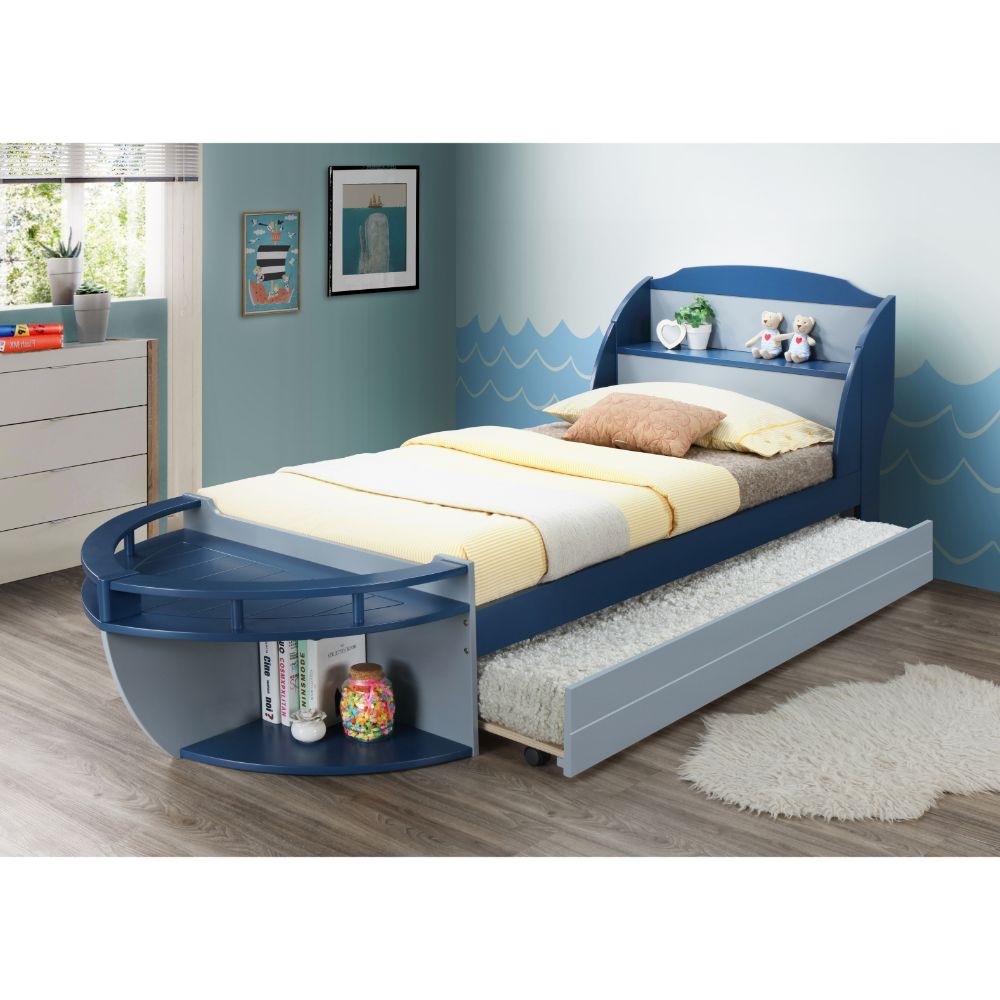 bayram ii twin bed, gray & navy finish