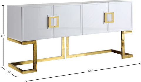 Harper Gold Lacquer Finish And Stainless Steel Base Buffet / Console Table, 1 Piece (Style 2)