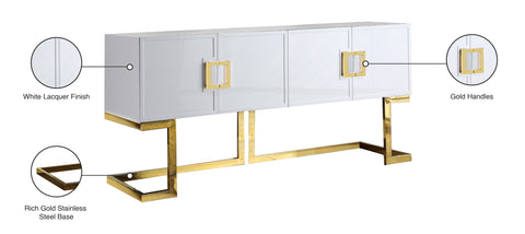 Harper Gold Lacquer Finish And Stainless Steel Base Buffet / Console Table, 1 Piece (Style 2)