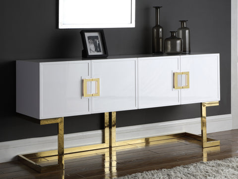 Harper Gold Lacquer Finish And Stainless Steel Base Buffet / Console Table, 1 Piece (Style 2)