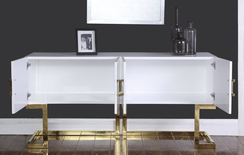 Harper Gold Lacquer Finish And Stainless Steel Base Buffet / Console Table, 1 Piece (Style 2)