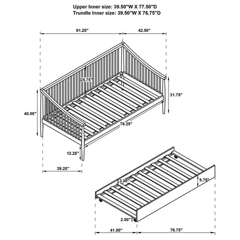 Bradley Windsor Twin Wood Daybed with Trundle Black