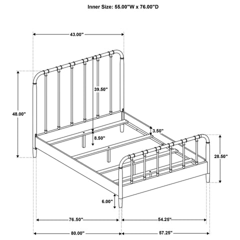Devar All Wood Water Pipe Open Frame Full Bed Dark Bronze