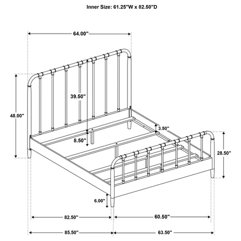 Devar All Wood Water Pipe Open Frame Queen Bed Dark Bronze