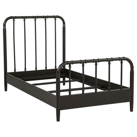 Devar All Wood Water Pipe Open Frame Twin Bed Dark Bronze