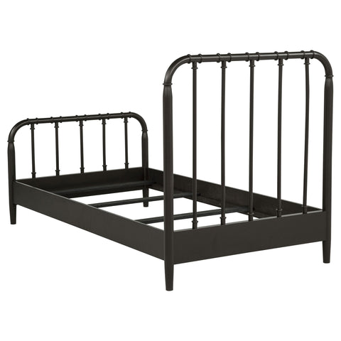 Devar All Wood Water Pipe Open Frame Twin Bed Dark Bronze