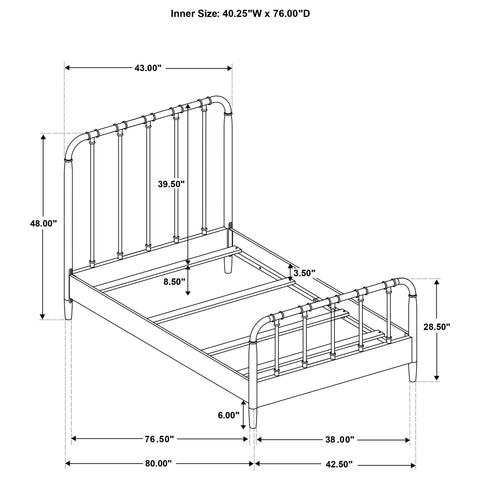 Devar All Wood Water Pipe Open Frame Twin Bed Dark Bronze