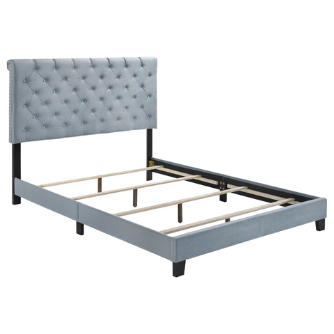 Harrison Upholstered Eastern King Panel Bed Slate BlueSlate Blue