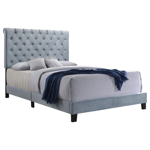Harrison Upholstered Eastern King Panel Bed Slate BlueSlate Blue
