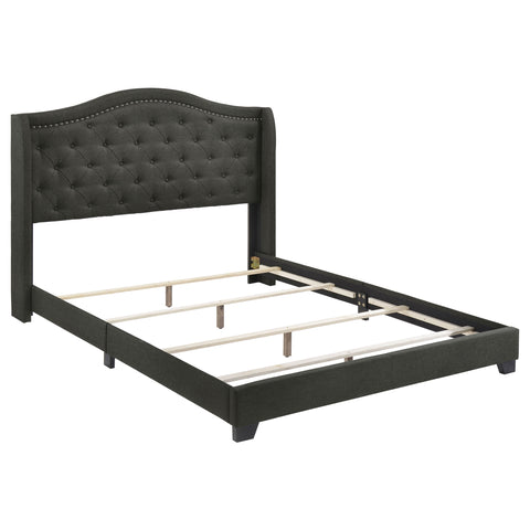 Morgan Upholstered Eastern King Wingback Bed GreyGrey